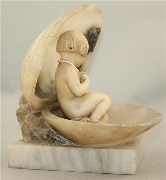 A late 19th century Italian carved alabaster model of a young girl, 9in.
